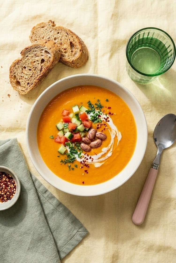 Gulrotsuppe med kokoskrem og brød