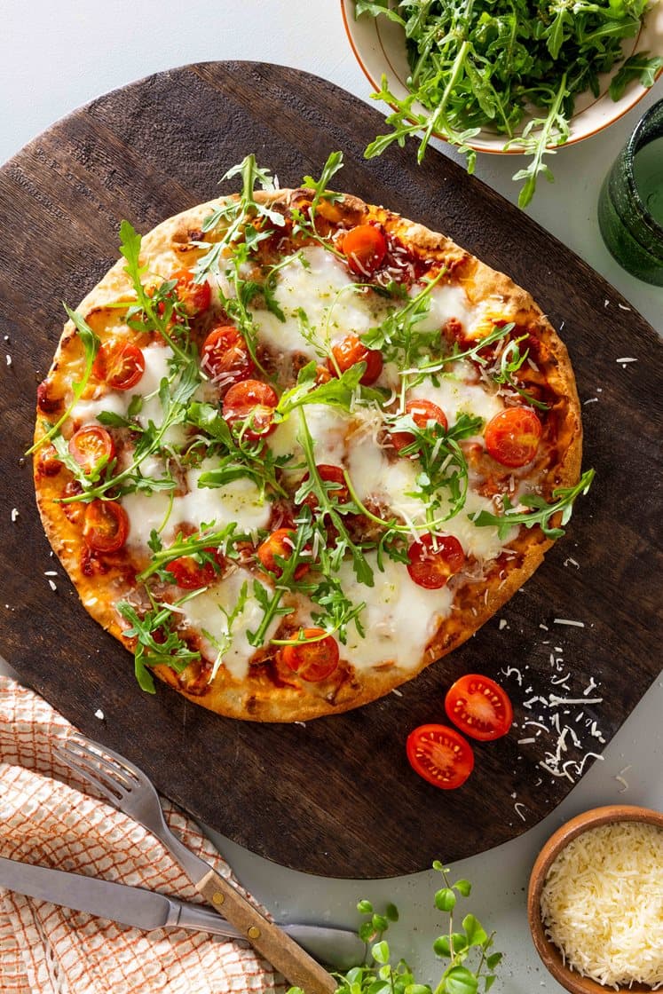 Pizza Margherita med ruccola