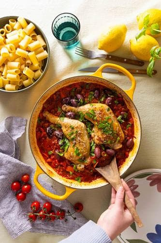 Pollo alla cacciatore con mezze maniche
